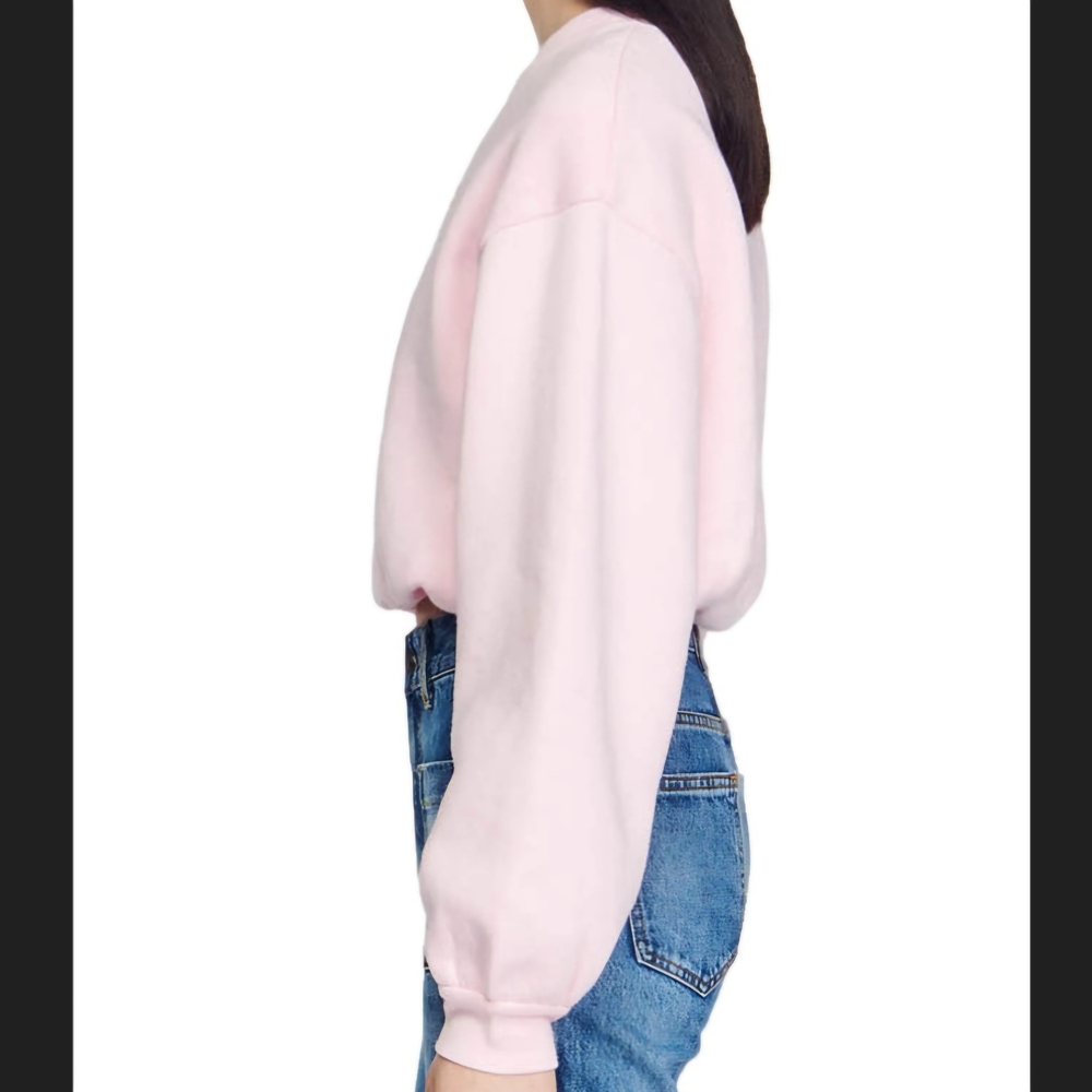 Sandro Paris 'Jiya' Light Pink Cropped Sweatshirt - Picture 10 of 12